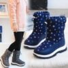 Boots For Girls Children Shoes Umbrella Cloth Waterproof Rubber Snow Boots For Fille Kids' Winter Felt Padded Boots - Image 2