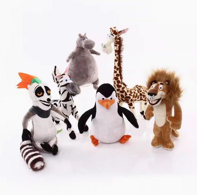 The Penguins of Madagascar plush Alex、Marty、Gloria, Melman,Skipper stuffed animal