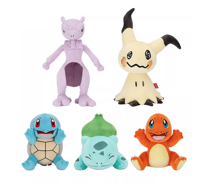 Pokémon plush Charmander & Bulbasaur & Squirtle & Mimikyu & Mewtwo soft stuffed animal toys